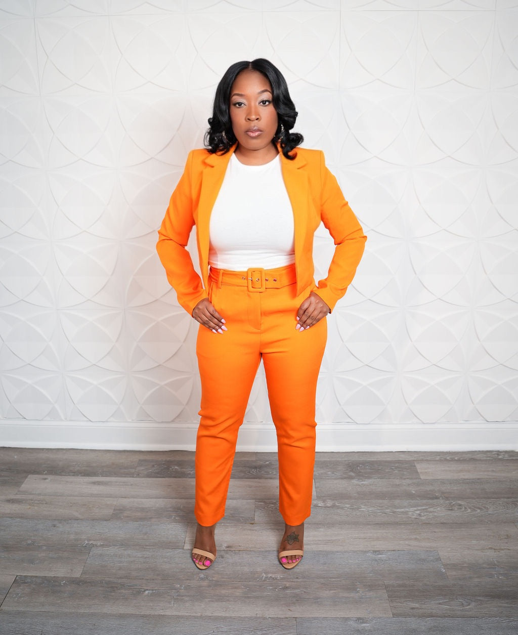 Hayden Orange Cropped Blazer