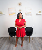 Shai Red Short Sleeve Dress