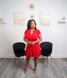Shai Red Short Sleeve Dress