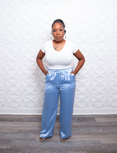 Kai Powder Blue Satin Pants
