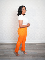 Leia Orange High Waisted Belted Pants