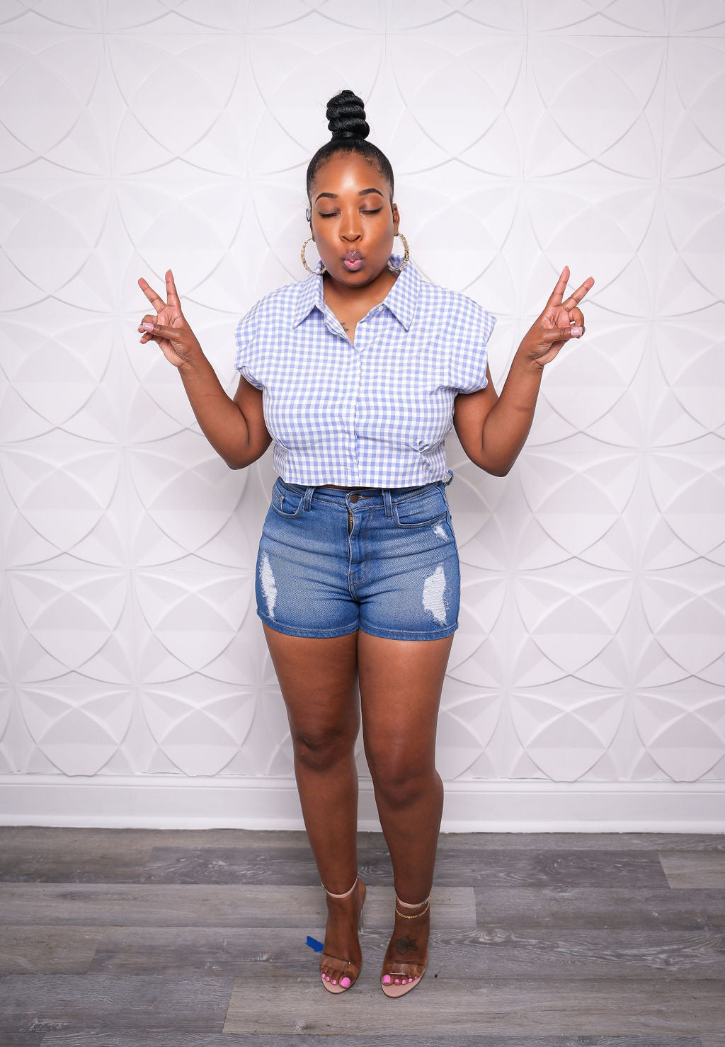 Zoe Blue Checked Top