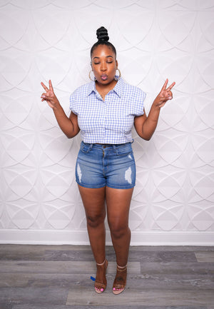 Zoe Blue Checked Top