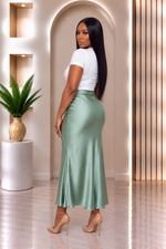Skyler Sage Satin Skirt