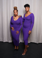 Aurora Purple Classic V-Neck Dress