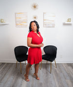 Shai Red Short Sleeve Dress