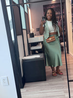 Skyler Sage Satin Skirt