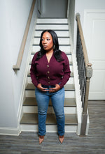 Loren Burgundy Cardigan