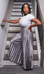 Leia Silver Pleated Pants