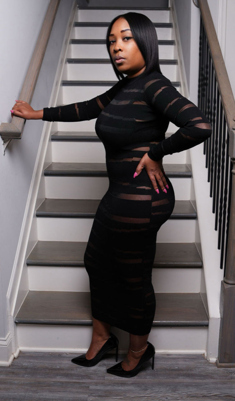 Mila Black Sheer Dress