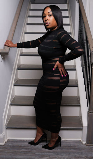 Mila Black Sheer Dress