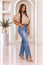 Micah Mocha Short Sleeve Blouse