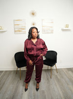 Vera Burgundy Satin Jacket