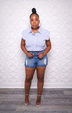 Zoe Blue Checked Top
