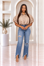 Micah Mocha Short Sleeve Blouse