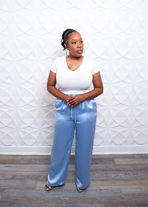Kai Powder Blue Satin Pants