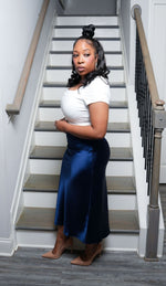 Skyler Navy Satin Skirt