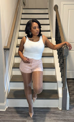 Brooks Dusty Pink Suede Shorts