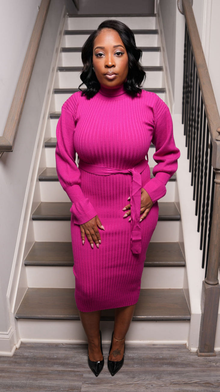 Alaiya Pink Midi Dress