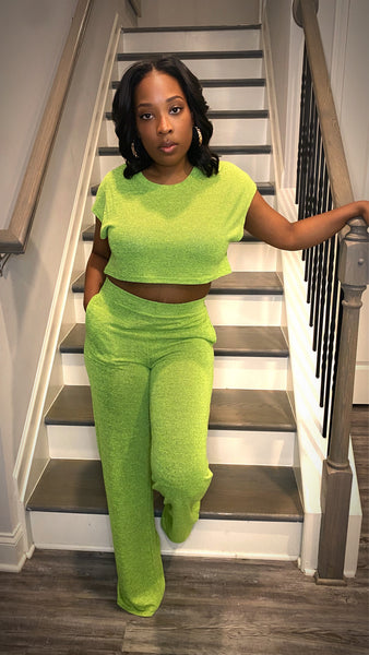Lime green 2 piece outfit sales