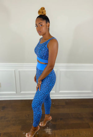 Nova Blue Leopard Print 2 Piece Set