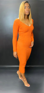 Aurora Orange Rust Classic V-Neck Dress