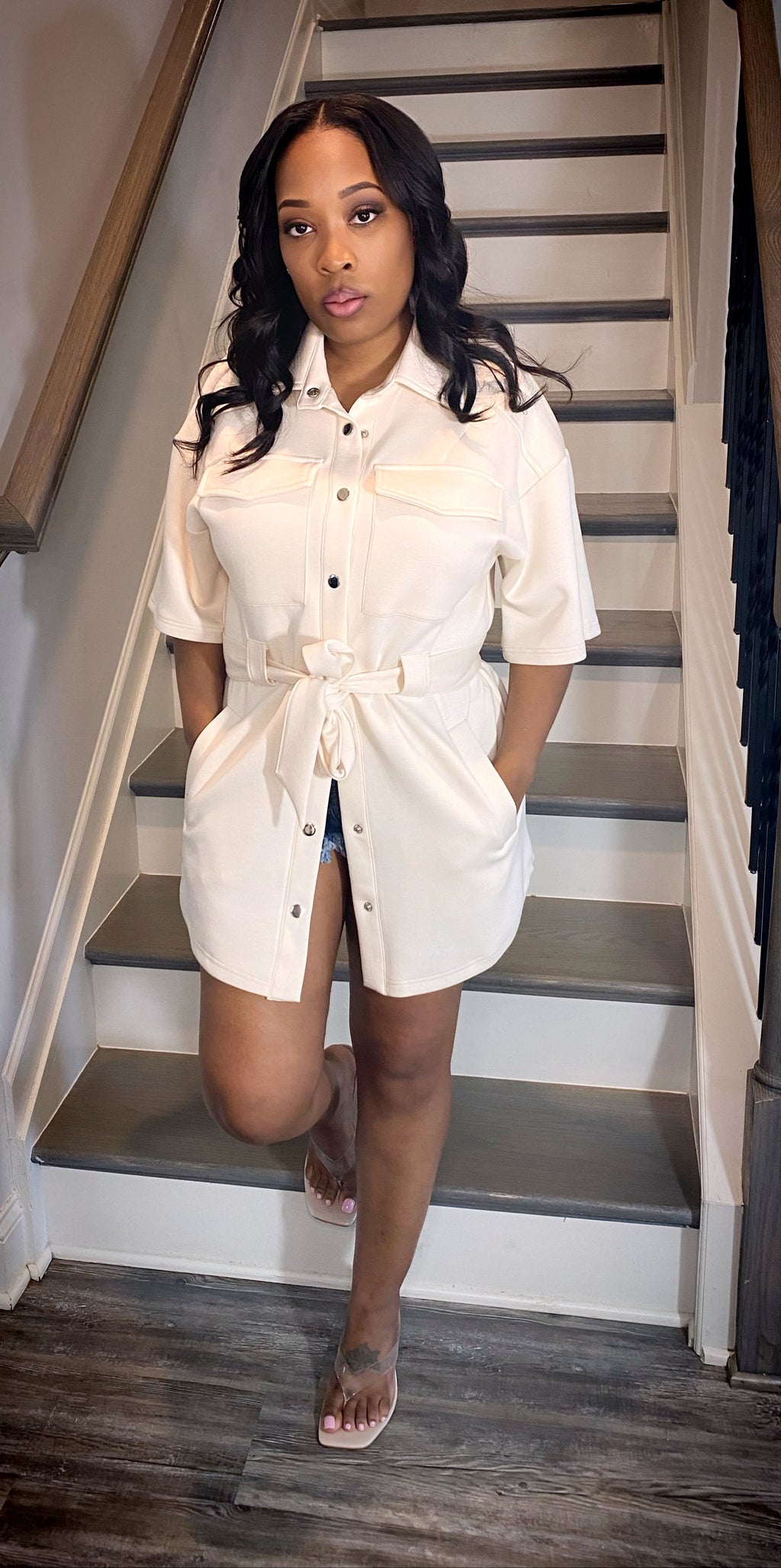 Sophia Cream Shirtdress