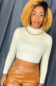 Ivy Cream Ribbed Cropped Sweater