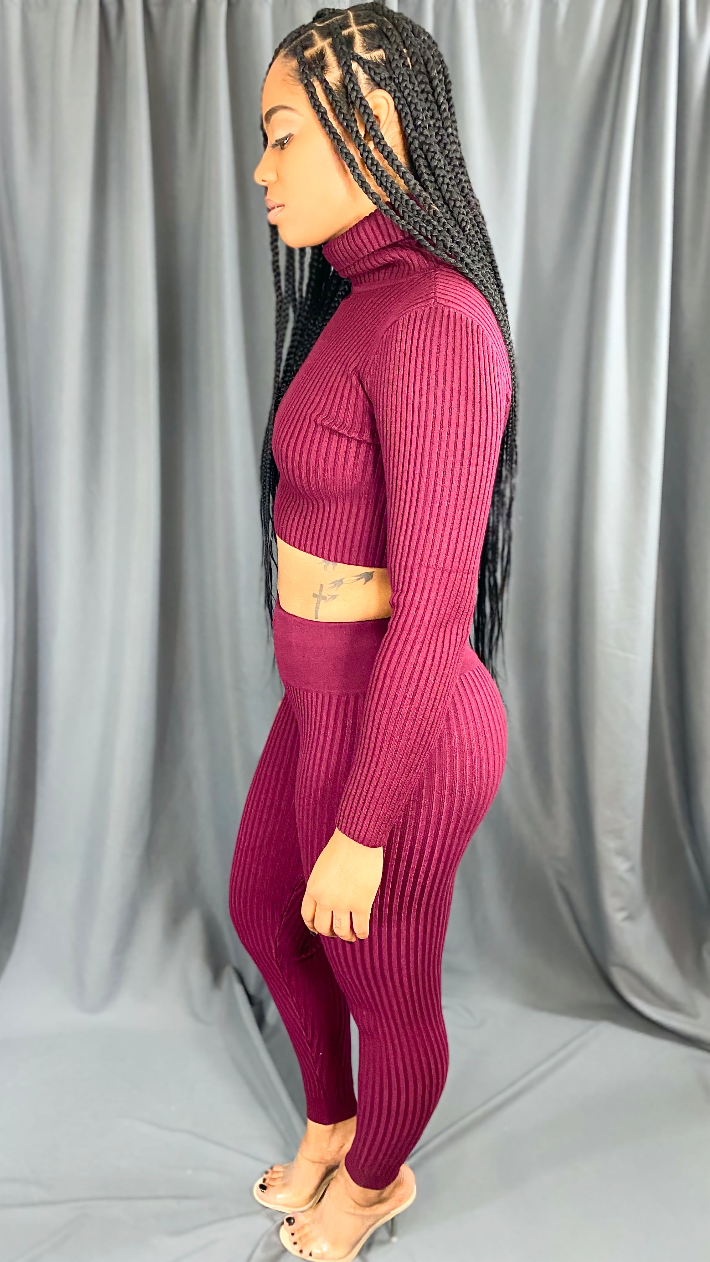 Ciara Burgundy Turtle Neck Set