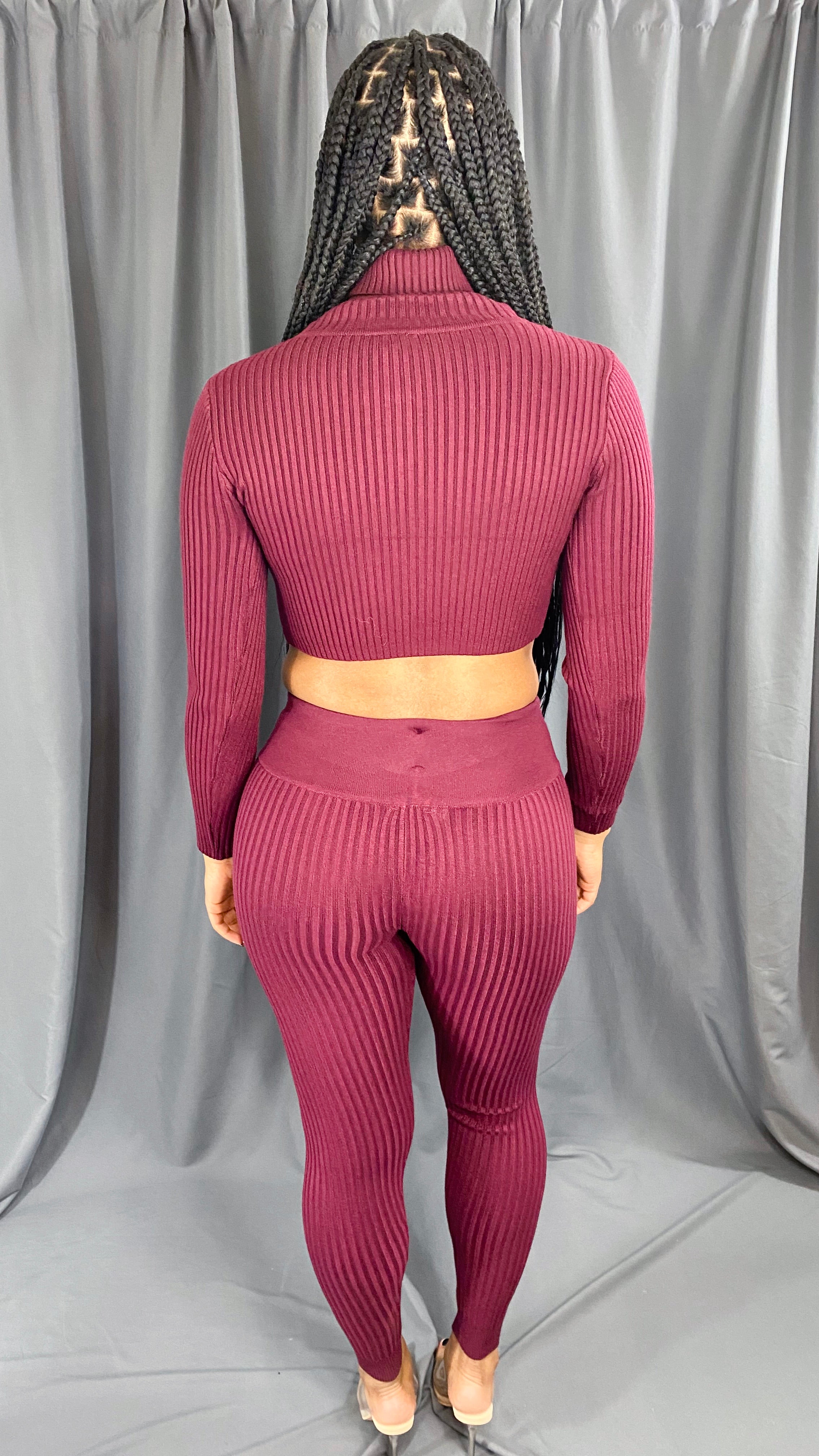 Ciara Burgundy Turtle Neck Set